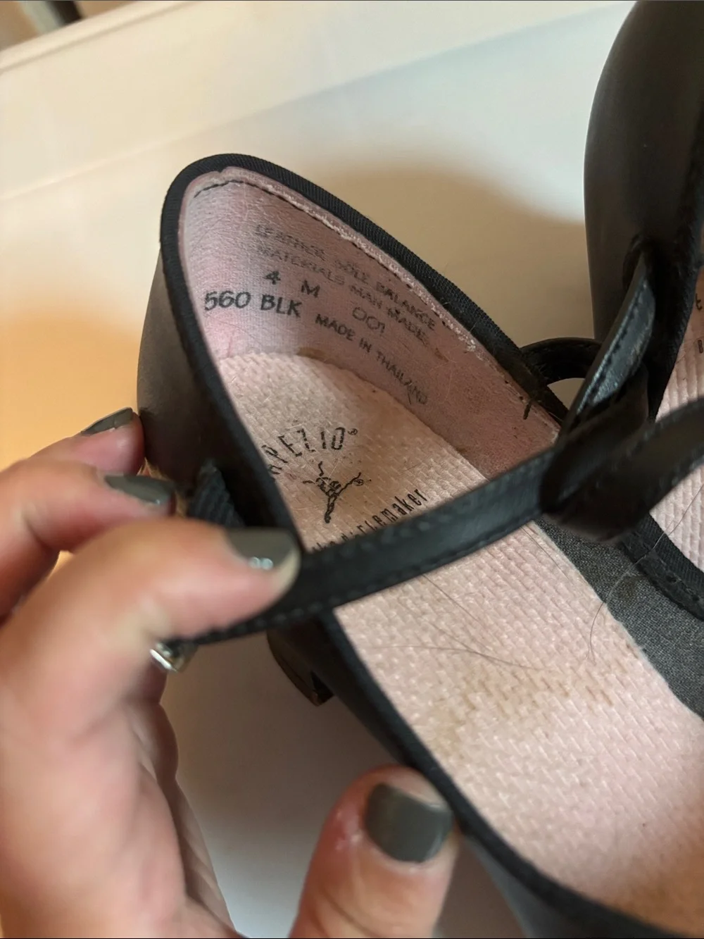 Capezio Black Mary Jane Ballet Flats with Pink Insole Size 4